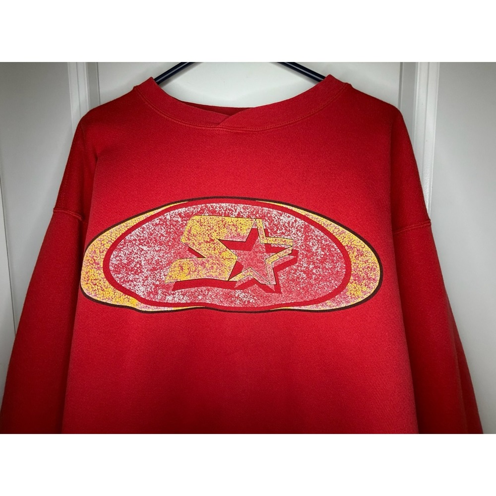 Vintage 90's Y2K Starter Graphic‎ Red Crewneck Sweatshirt Sz Mens Large USA Made